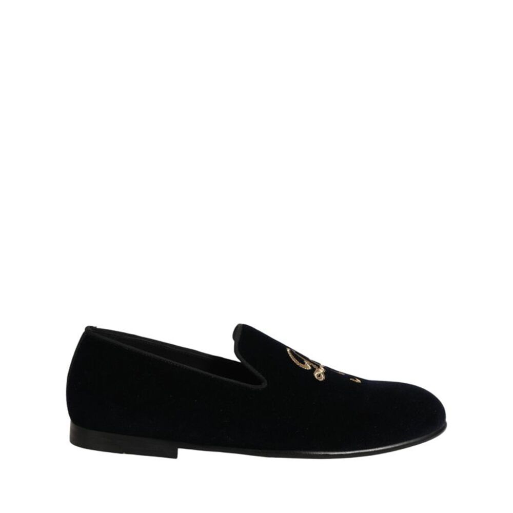 Dolce & Gabbana Black Suede DG Logo Slippers Men Loafers Men's Shoes